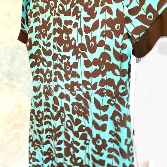 Teal Floral Flowy Knee Length Turquoise Brown by Apt 9 Dress Womens Petite Large - Picture 10 of 16